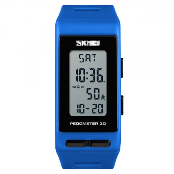 

Мужские электронные часы Skmei Blue наручные спортивные на силиконовом ремешке + коробка (1080-0121)