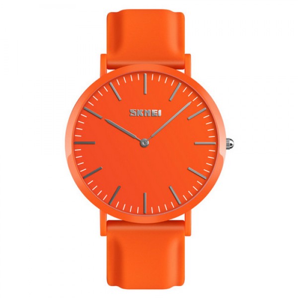 

Женские кварцевые часы Skmei Orange наручные классические на пластиковом ремешке + коробка (1080-0172)