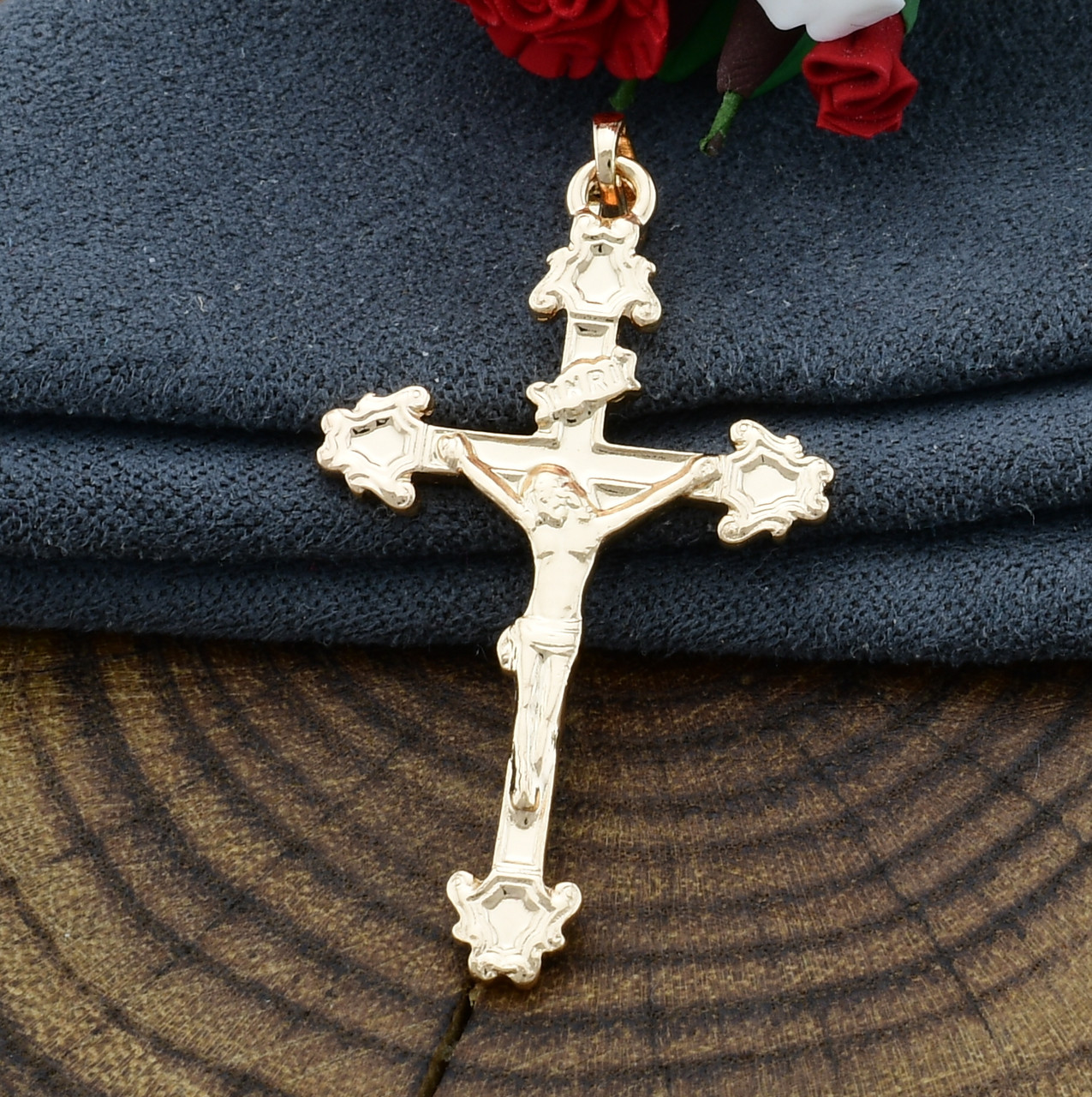 

Крестик Xuping для цепочки до 3 мм 71217 размер 38х20 мм вес 1.8 г позолота 18К