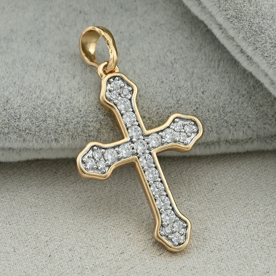 

Крестик Xuping для цепочки до 3 мм 71402 размер 31х22 мм белые фианиты вес 1.7 г с родуванням позолота 18К