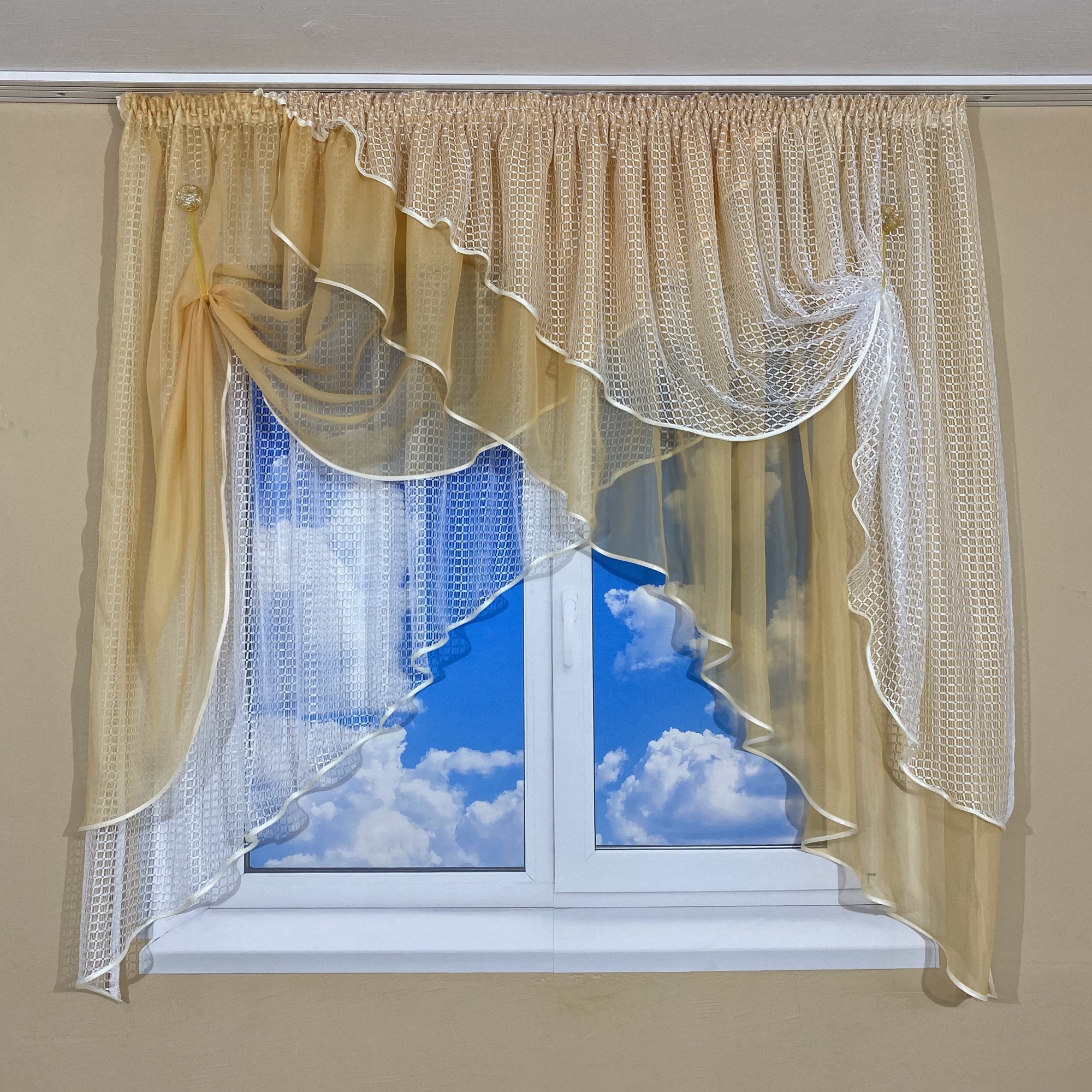 

Кухонная занавеска TG Home №420 абрикос 300*160