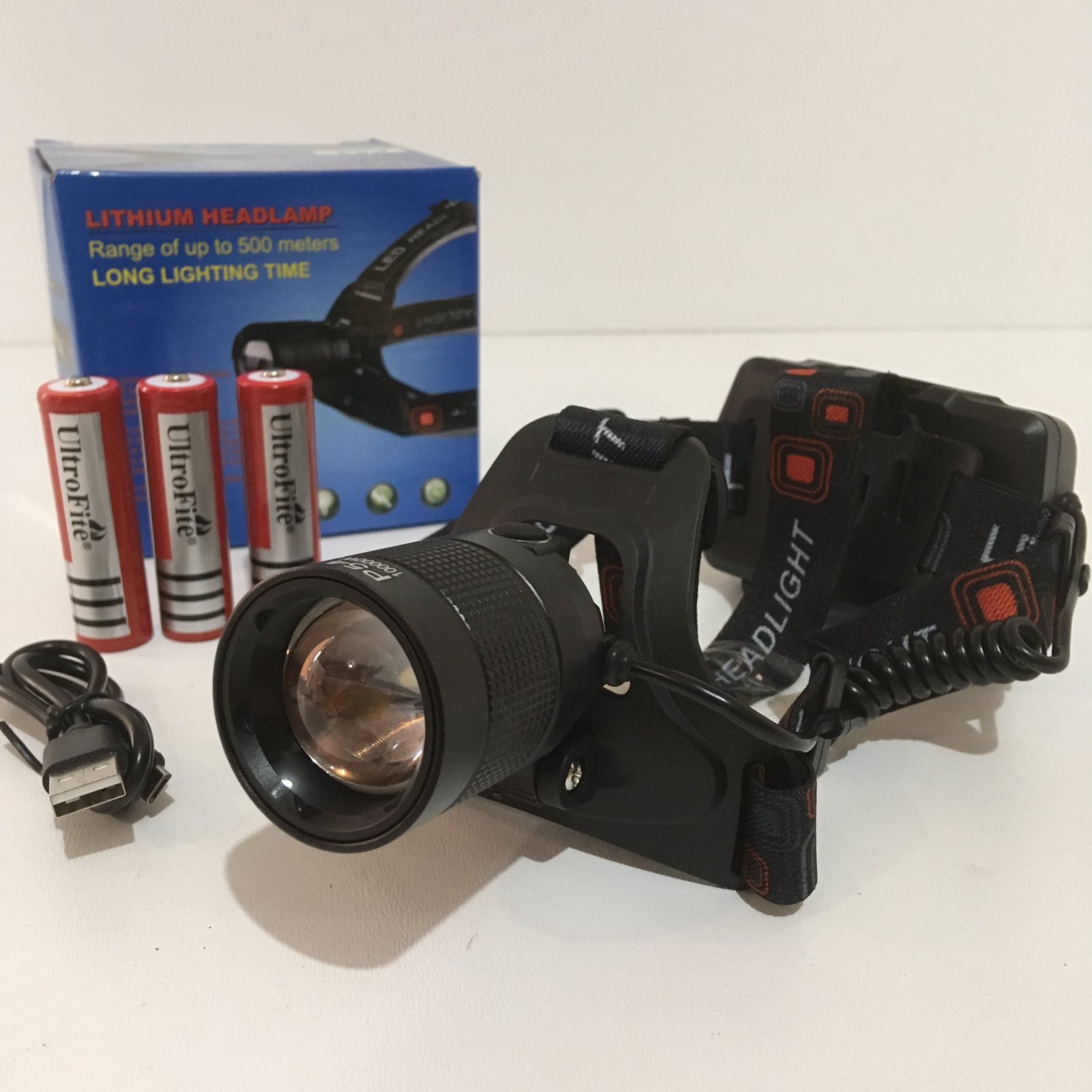 

Фонарь налобный HeadLight светодиодный 3 аккумулятора USB Чёрный (P-54) (226856)