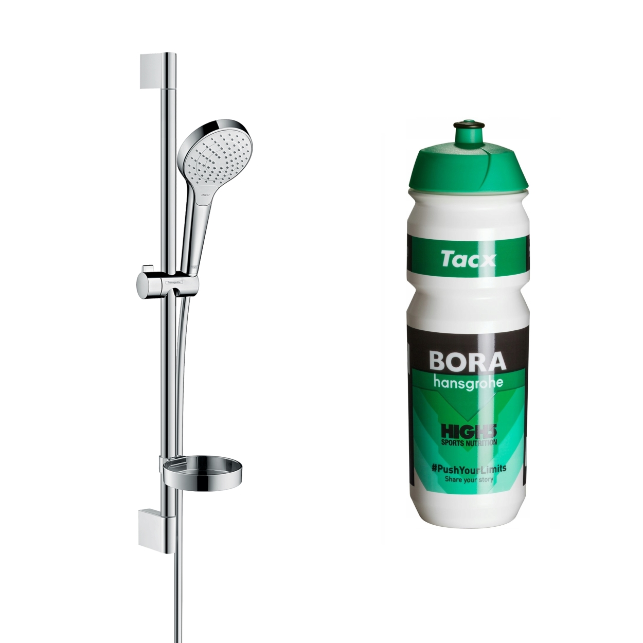 

Душевой гарнитур HANSGROHE Croma Select S Vario + велофляга TACX Pro Team Bora-Hansgrohe 0.75 л (26566400-B)