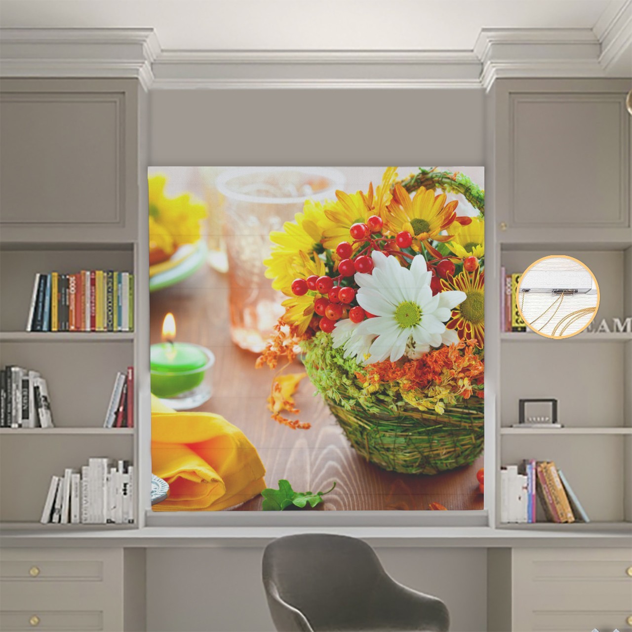 

Римские шторы DECOLIV Фотопечать Цветы 00-210 Блэкаут 90*170 см