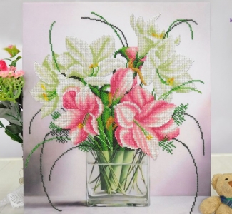 

Вышитая бисером картина (в раме) Картины Бисером Вышитая бисером картина Нежный букет ()