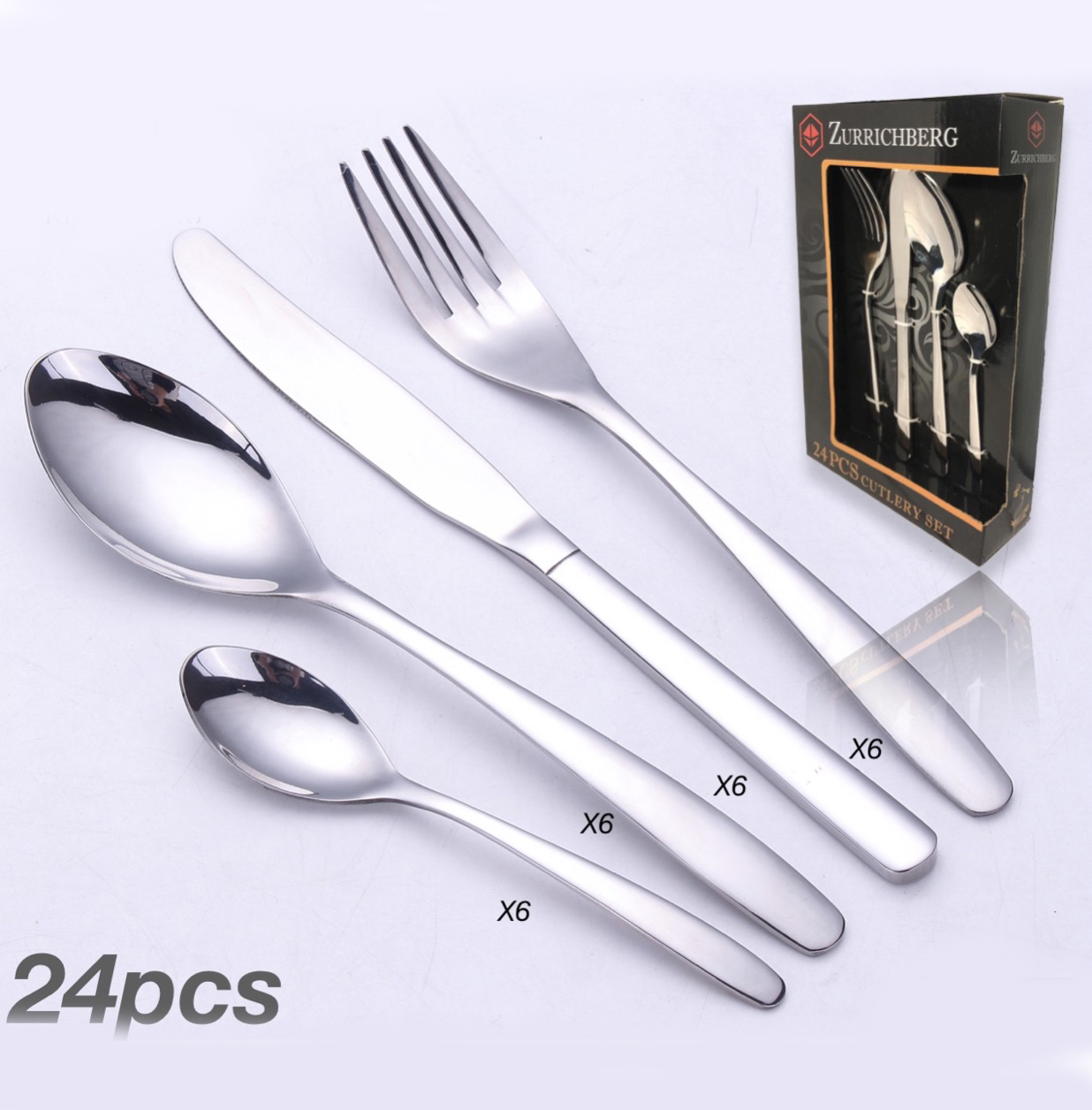 

Набор столовых Zurrichberg приборов 24 предмета Silver Satin ZB-3004