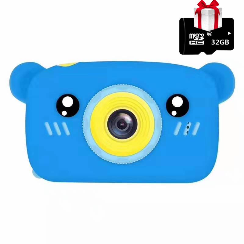 

Детский цифровой фотоаппарат видеокамера Mini Blogger 3S Розовый Мишка 20Мп Full HD 1080 + подарок карта памяти 32 Гб
