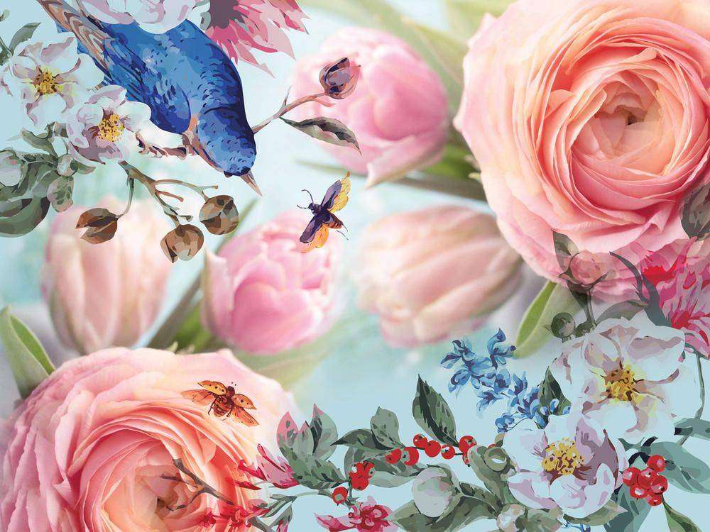 

Фотообои Walldeco Птичка на ветке №23573 Волокно
