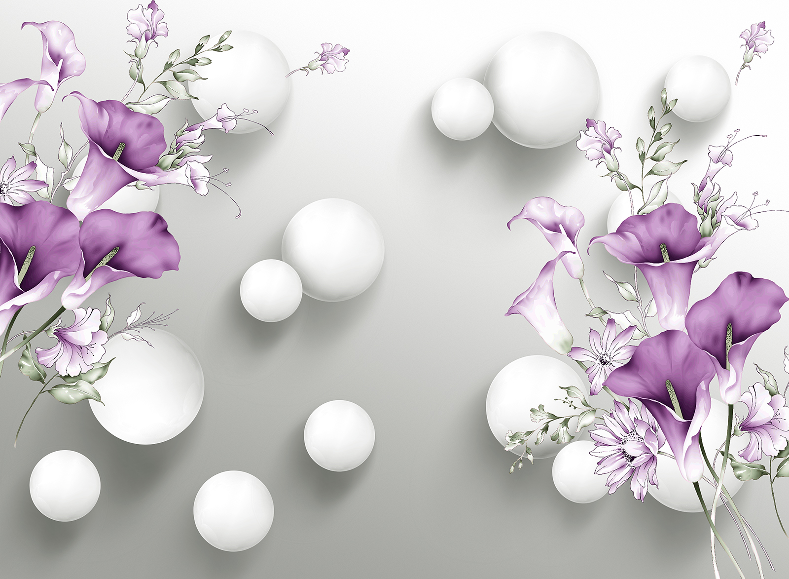 

Фотообои Walldeco Абстракция с цветов и шаров №35294 Гладь