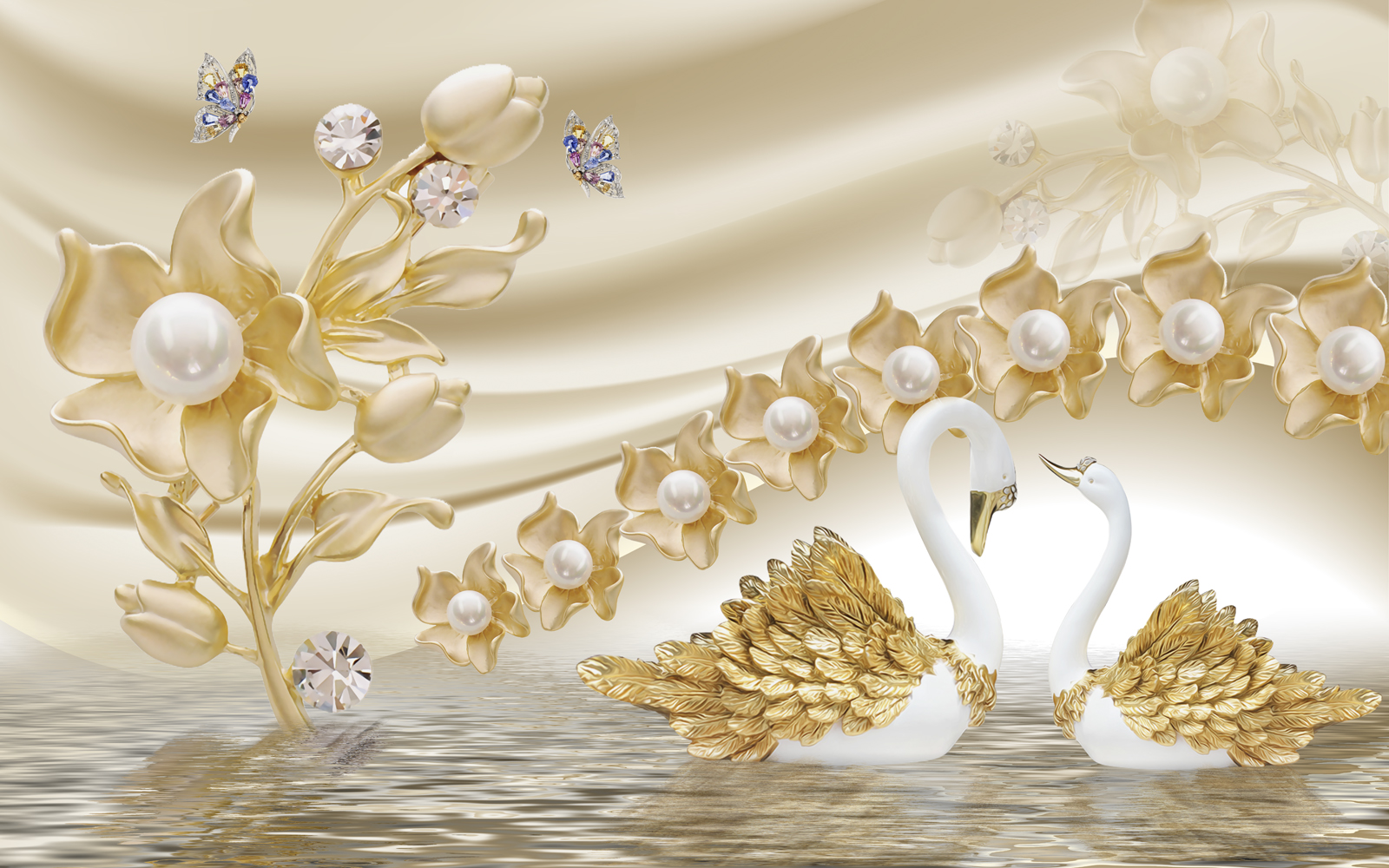 

Фотообои Walldeco 3d абстракция: благородные лебеди №38122 Деко