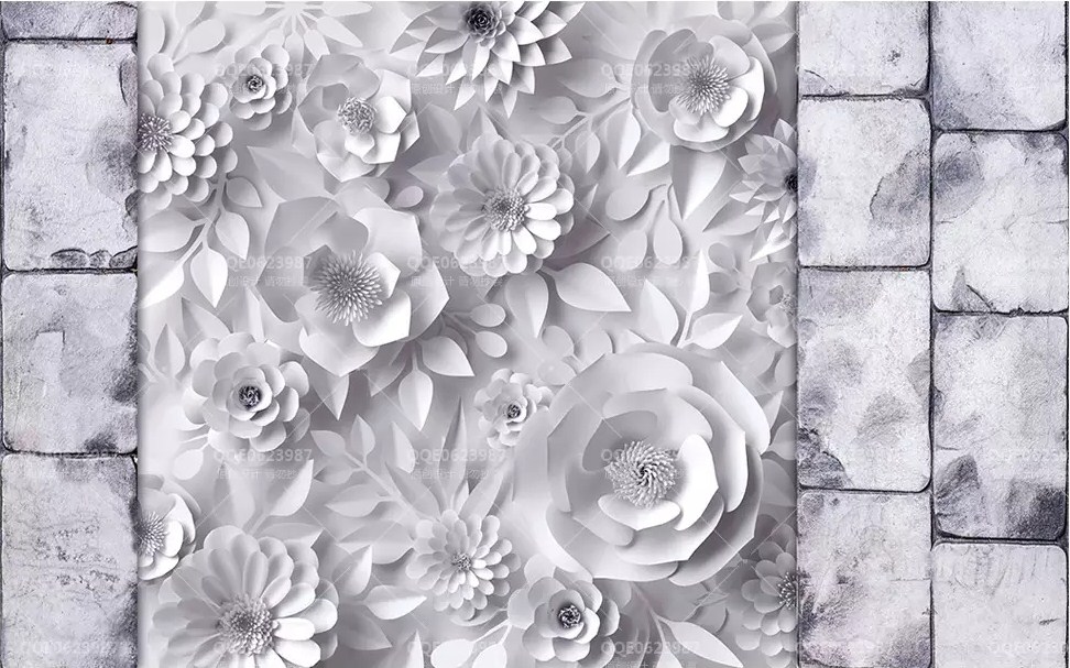 

Фотообои Walldeco Белые бумажные цветы №dec-622 Базальт
