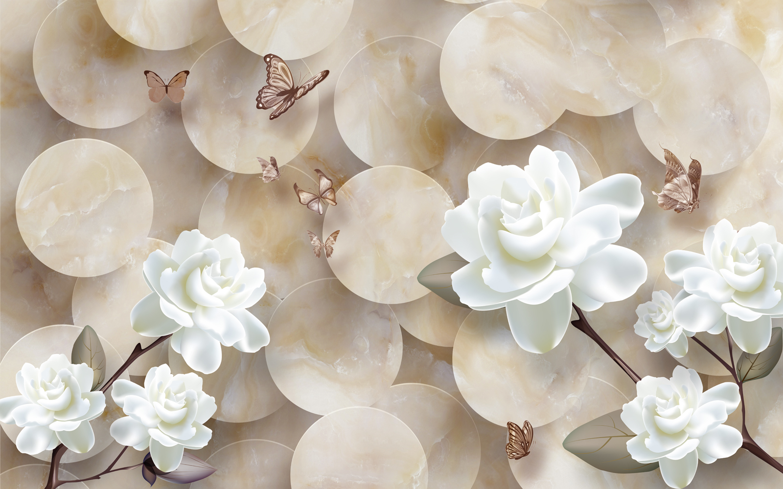

Фотообои Walldeco Белые розы и коричневые бабочки №36218 Гладь