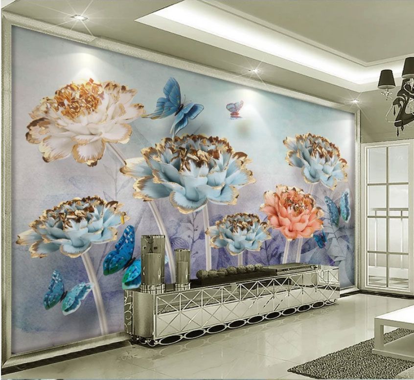 

Фотообои Walldeco Металлические цветы и бабочки №dec-2120 Базальт