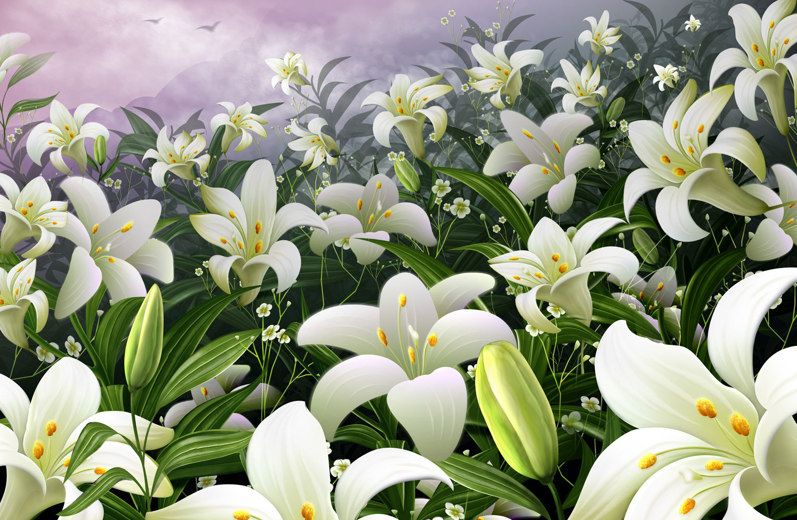 

Фотообои Walldeco Поле белых лилий №40424 Лоск