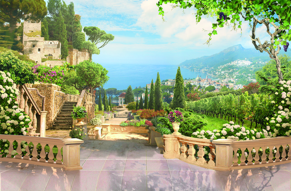 

Фотообои Walldeco Кипарисы в саду №bur-221 Фреска