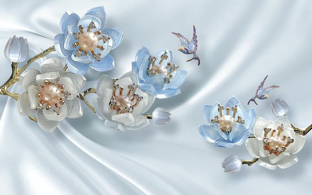 

Фотообои Walldeco Птицы над цветами №34202 Базальт