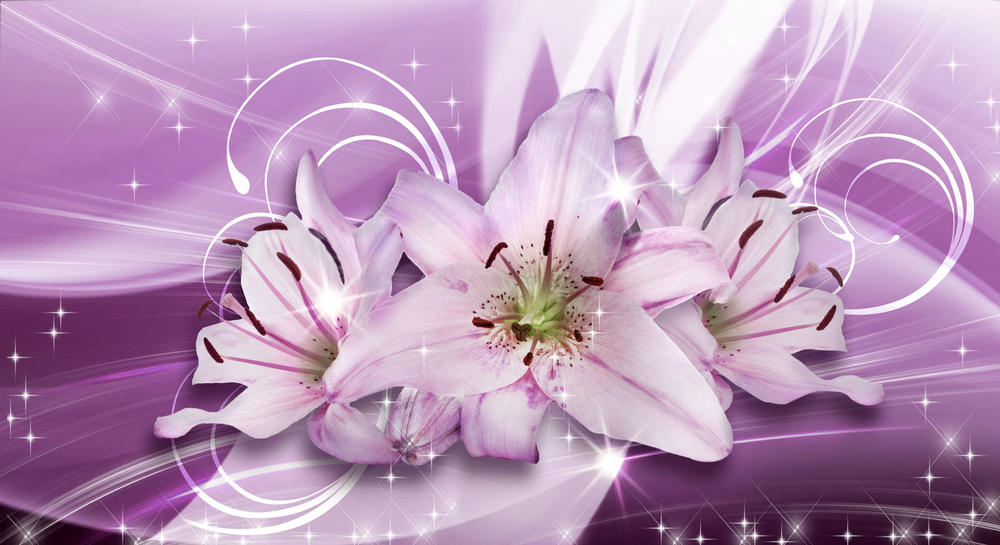 

Фотообои Walldeco Фиолетовые лилии №31368 Жаккард