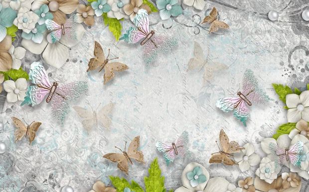

Фотообои Walldeco Бабочки в цветах №dec-096 Базальт