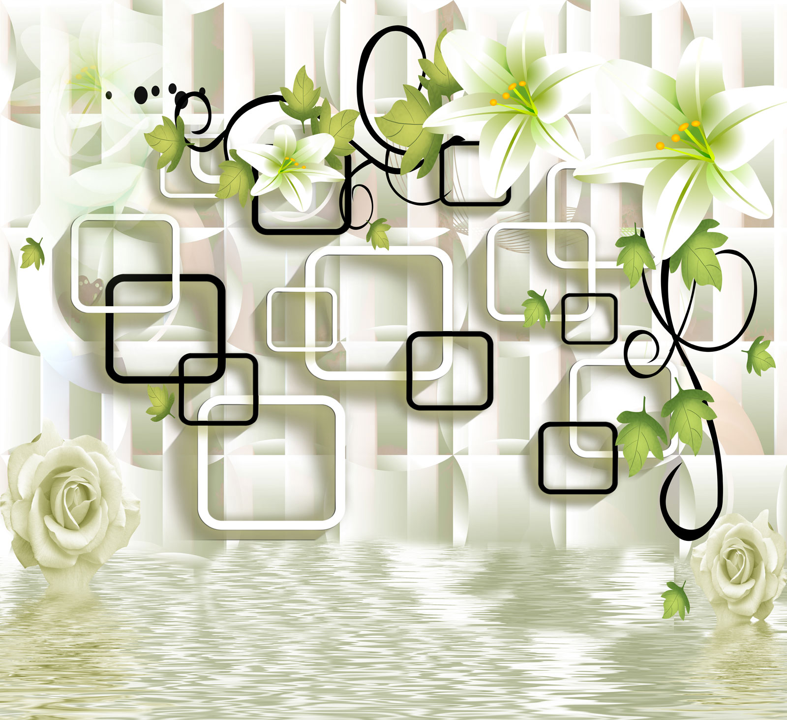 

Фотообои Walldeco Композиция из цветов и фигур №39545 Бриз