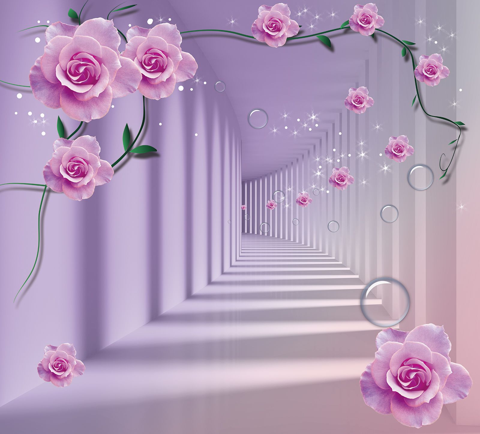

Фотообои Walldeco Сиреневый 3d тоннель №33474 Мелкий песок с блестками