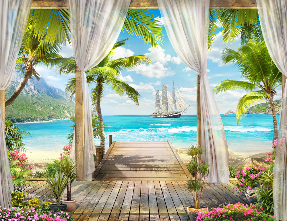 

Фотообои Walldeco Терраса с видом на корабль №30601 Фреска