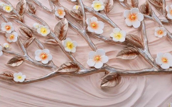 

Фотообои Walldeco Барельеф: золотая ветка с цветами №dec_3039 Гладь