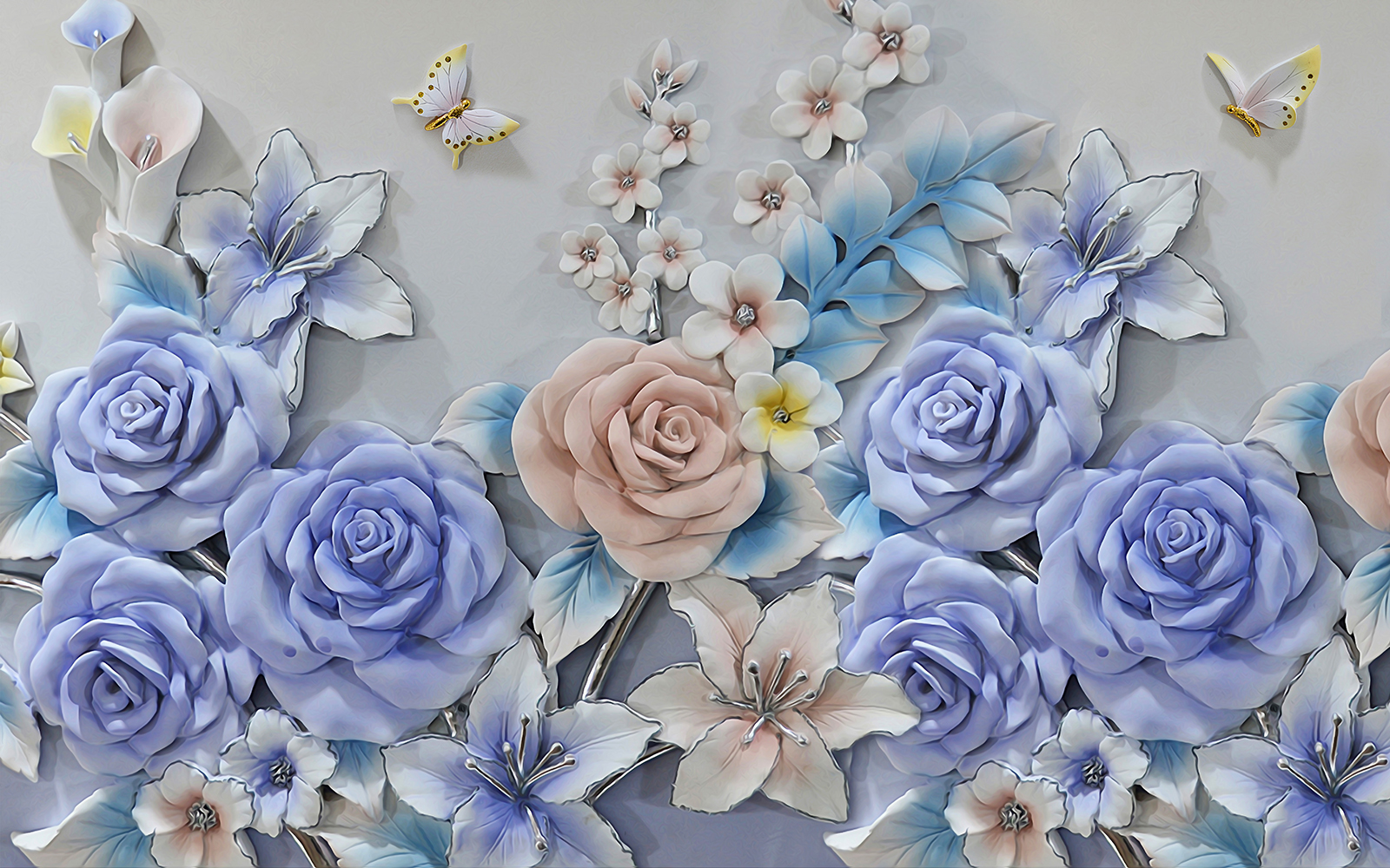 

Фотообои Walldeco Розы, лилии и бабочки №35909 Деко