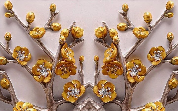 

Фотообои Walldeco Железные ветки с золотыми цветами №dec_3088 Бриз