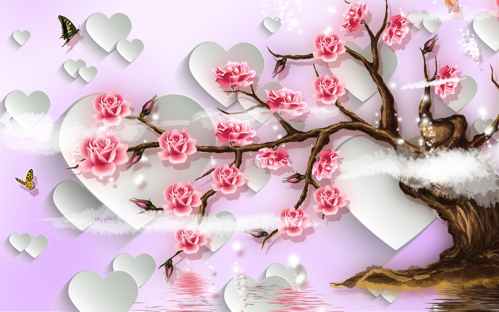 

Фотообои Walldeco Розы на дереве №40439 Жаккард