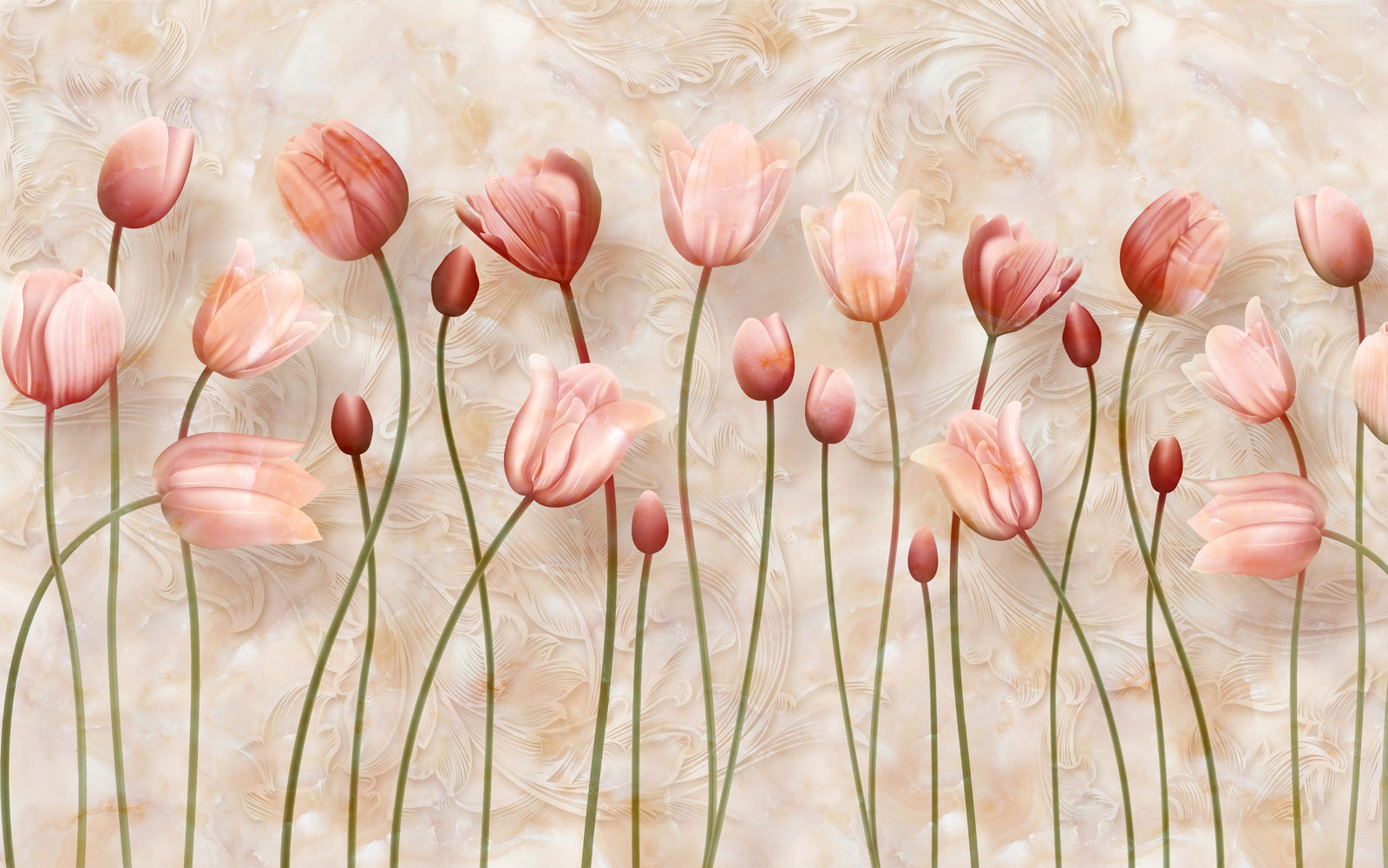 

Фотообои Walldeco Красные и розовые тюльпаны №40408 Жаккард