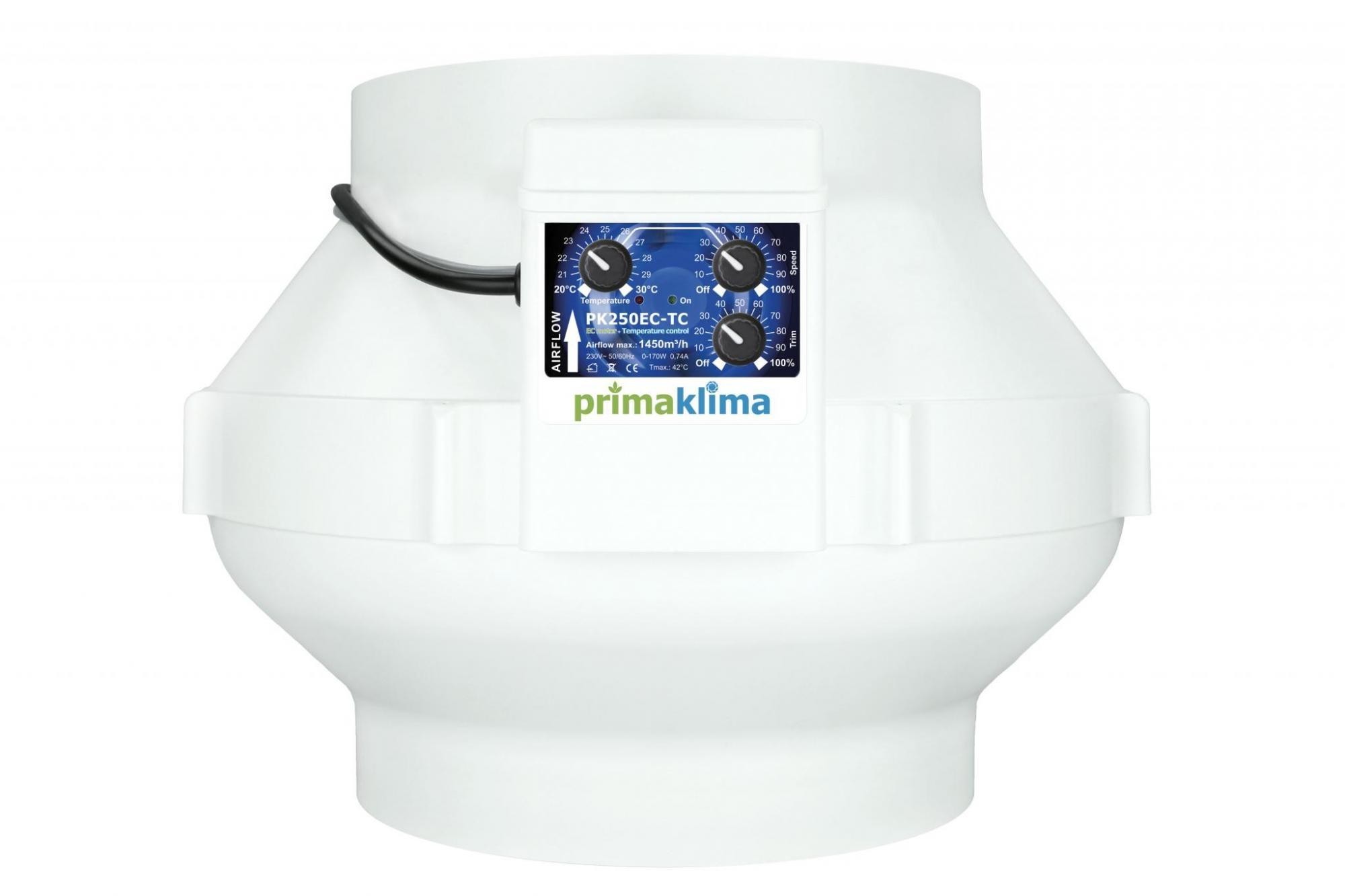 

Вытяжной вентилятор с температурным контроллером Prima Klima PK250EC-TC Temperature Controlled 1450 m³/h