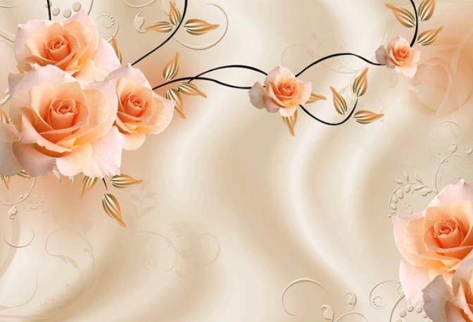 

Фотообои Walldeco Узор из оранжевых роз №dec-029 Базальт