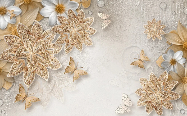 

Фотообои Walldeco Золотые цветы №dec-095 Фреска