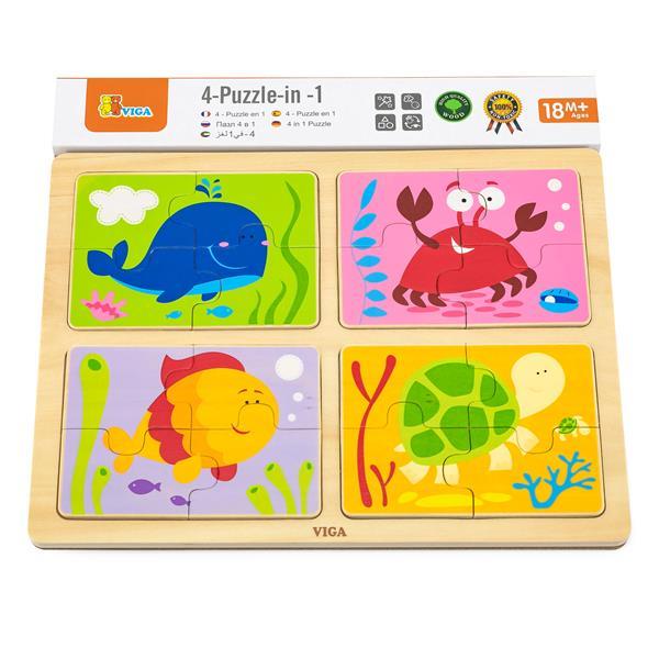 

Деревянный пазл Viga Toys Море 4 в 1 (KID_50190) 30 x 1 x 27 см