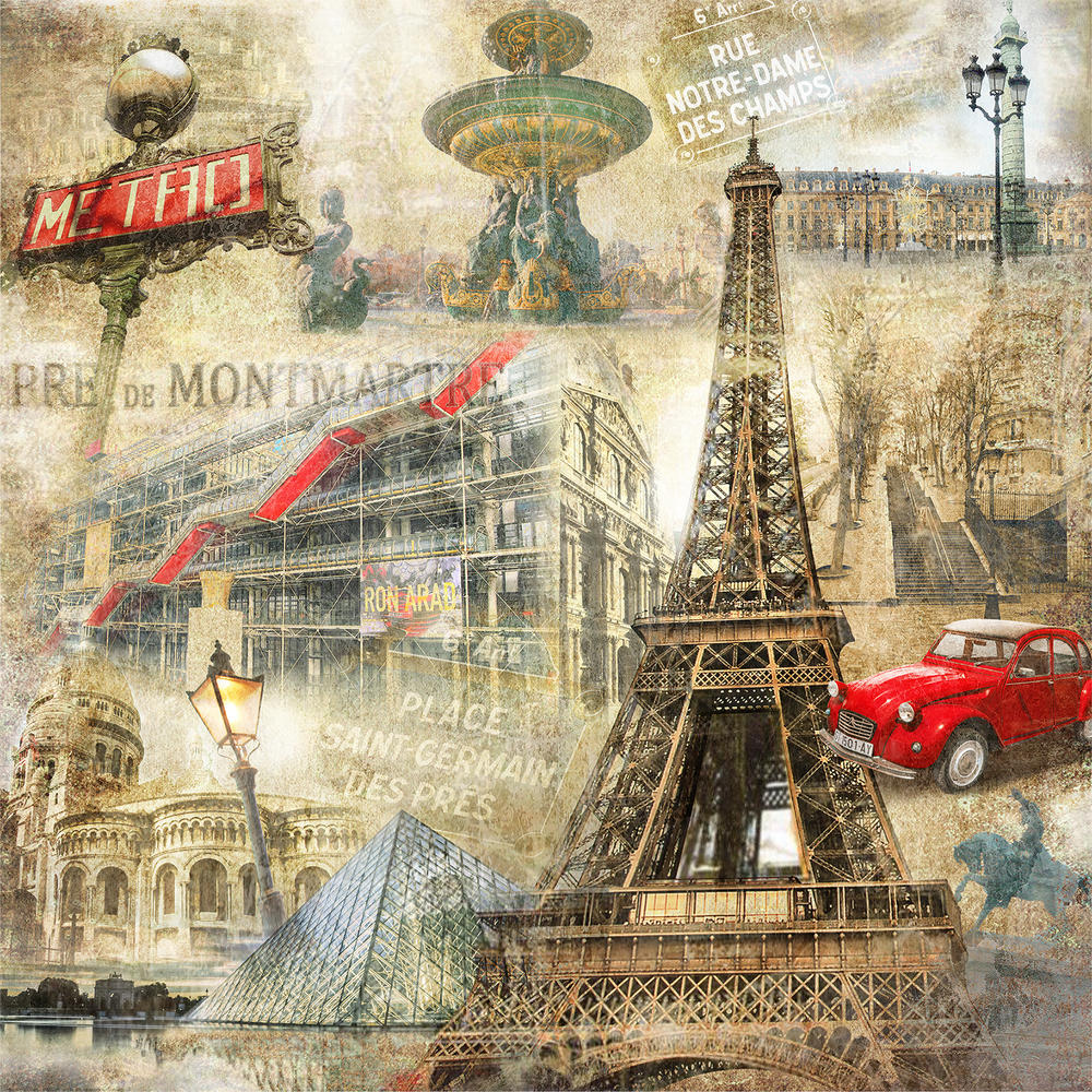 

Фотообои Walldeco Французский коллаж №bur-092 Гладь