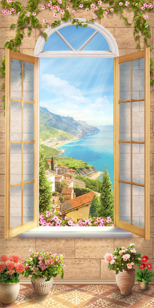 

Фотообои Walldeco Окно к солнечному дню №31868 Базальт