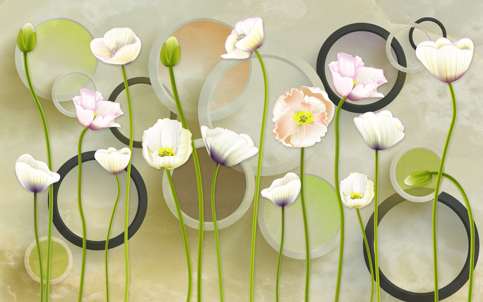 

Фотообои Walldeco Дикие тюльпаны и круги №40432 Деко