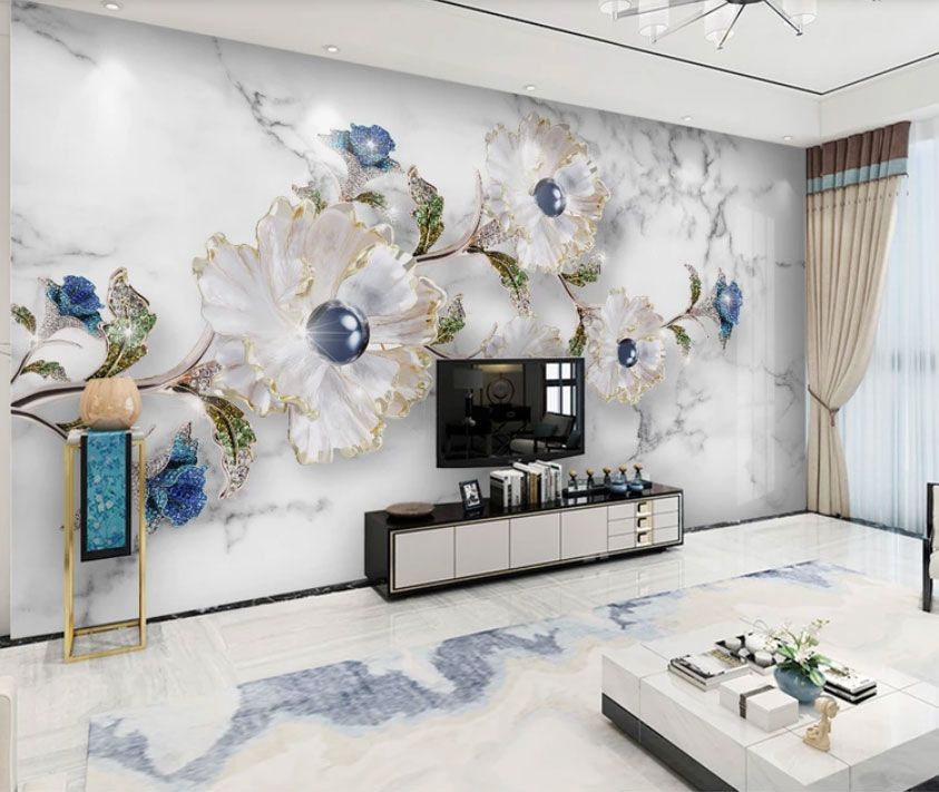 

Фотообои Walldeco Цветы из драгоценных камней, черных жемчужин и золота №dec-2111 Гладь