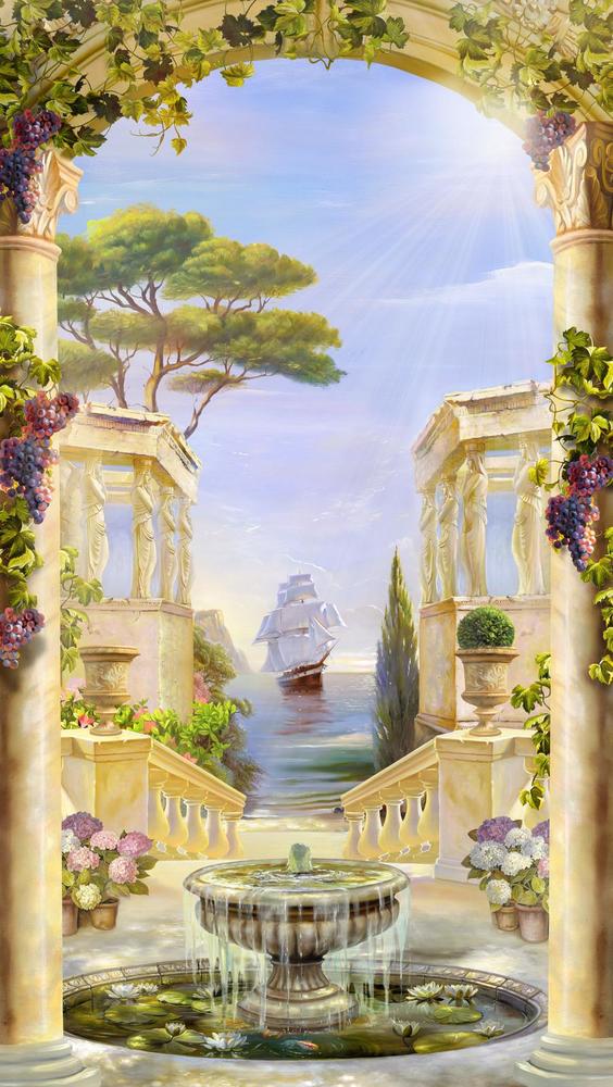

Фотообои Walldeco Цветы на террасе №32704 Базальт