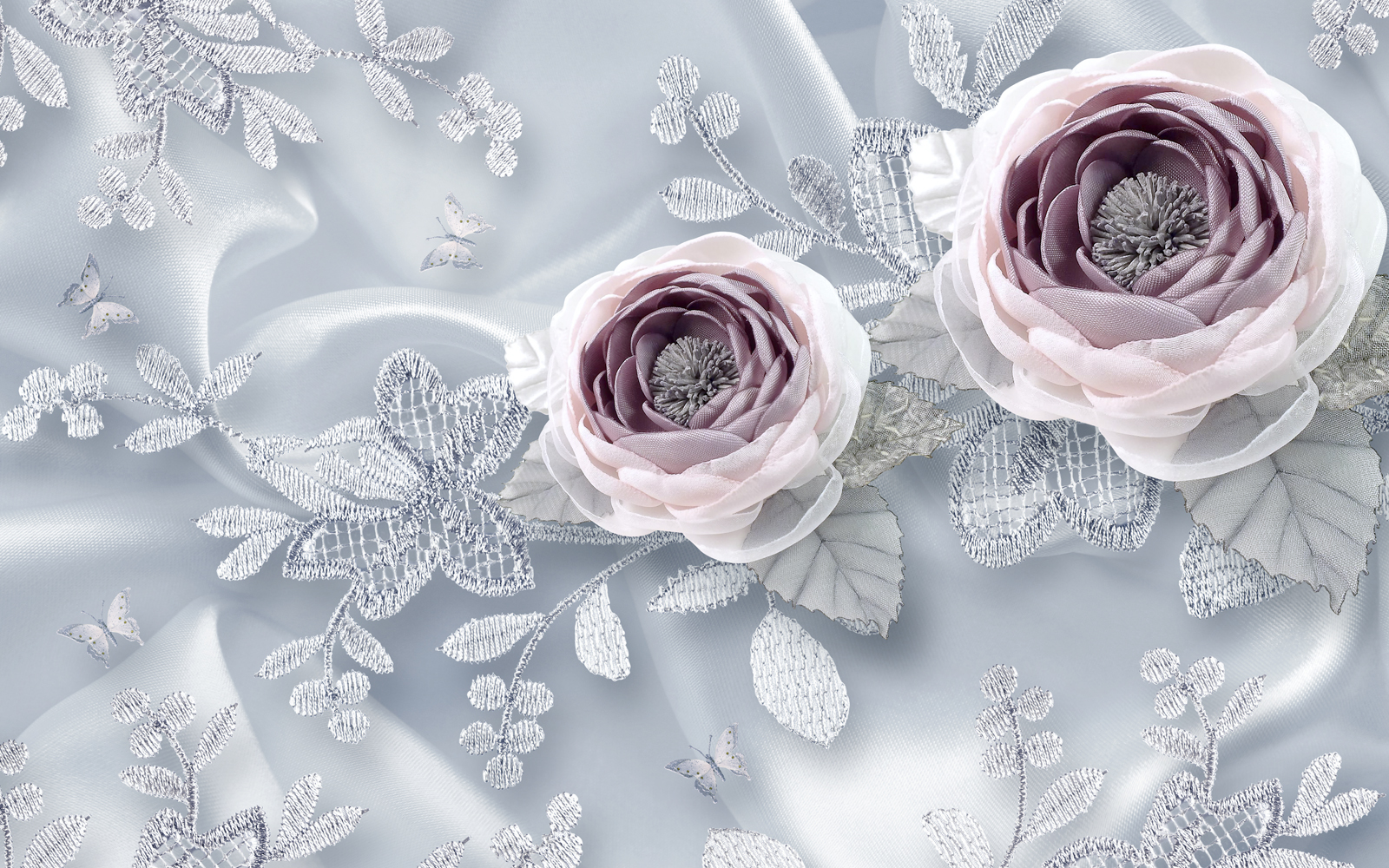 

Фотообои Walldeco Фиолетовые цветы из ткани №37984 Базальт