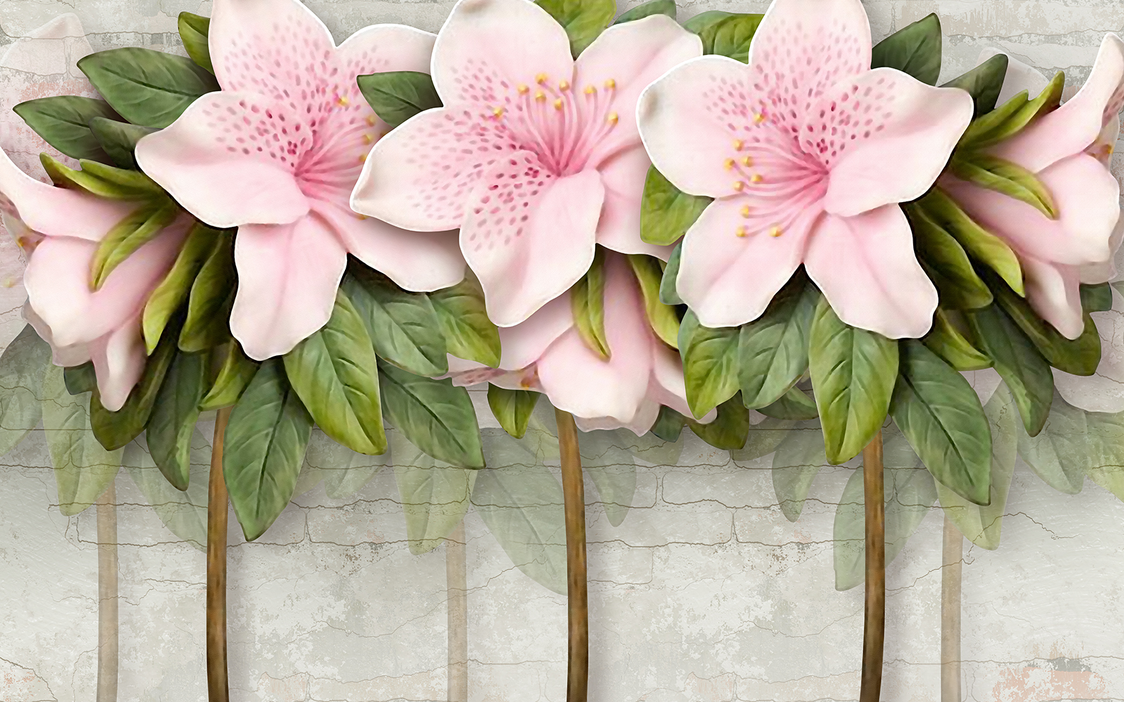 

Фотообои Walldeco Большие розовые цветы №35223 Жаккард