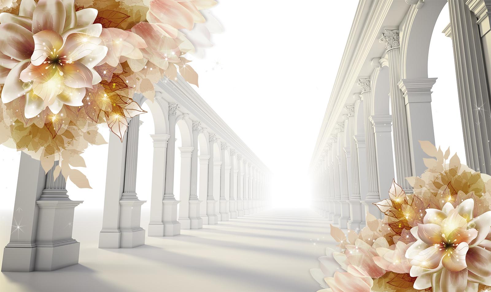 Фотообои колонны с цветами