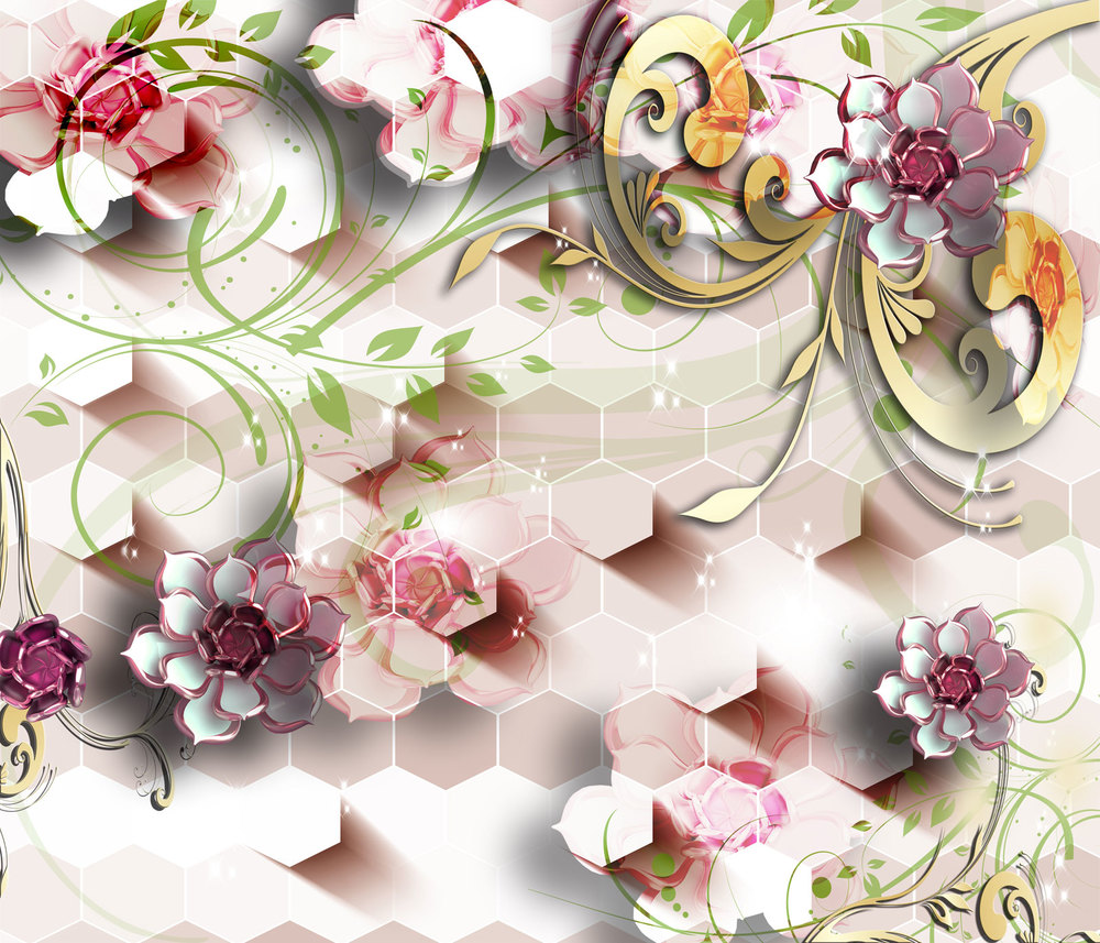 

Фотообои Walldeco 3d цветочный узор №39513 Фреска