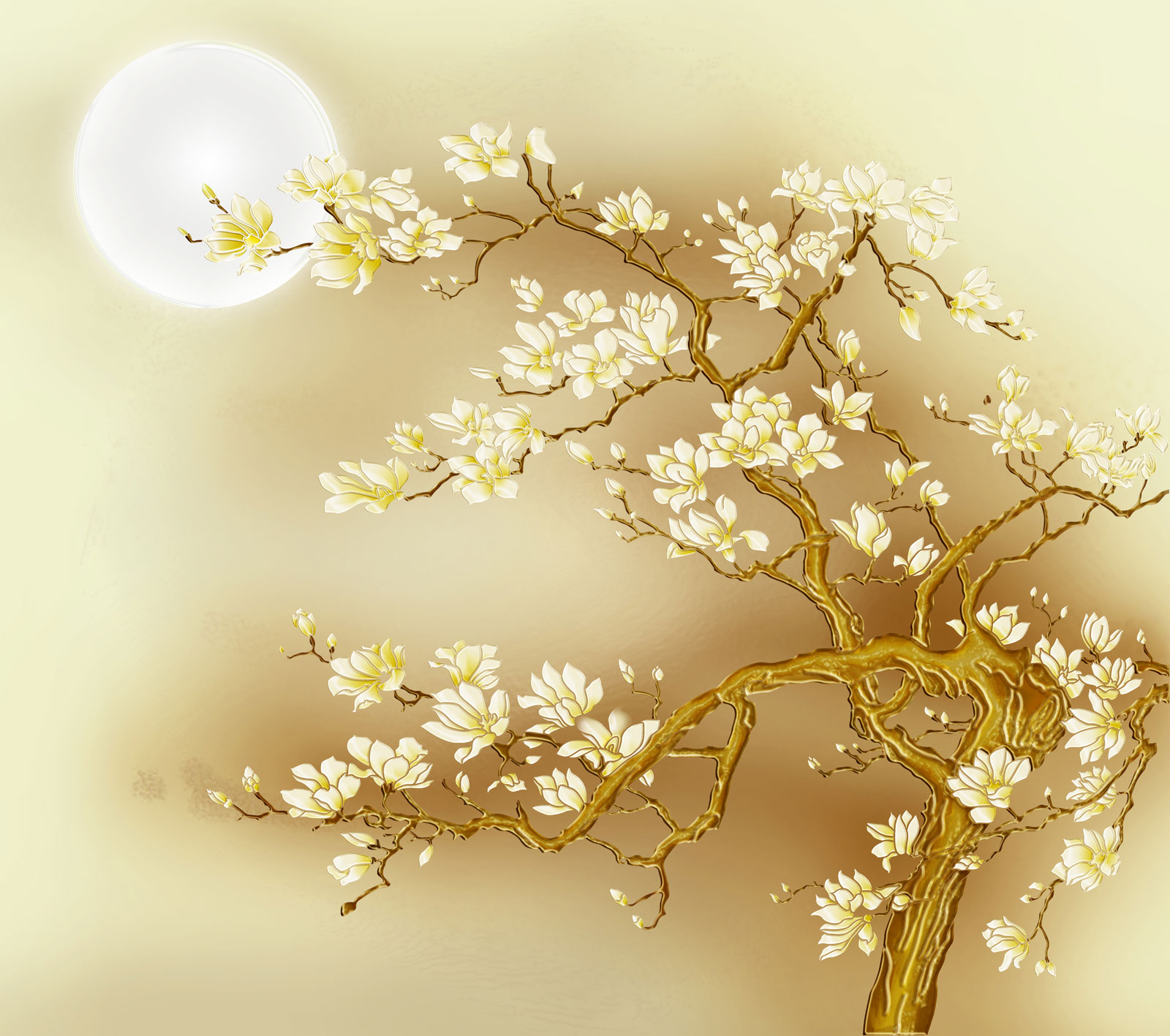 

Фотообои Walldeco Луна и цветущие дерево №40442 Волокно