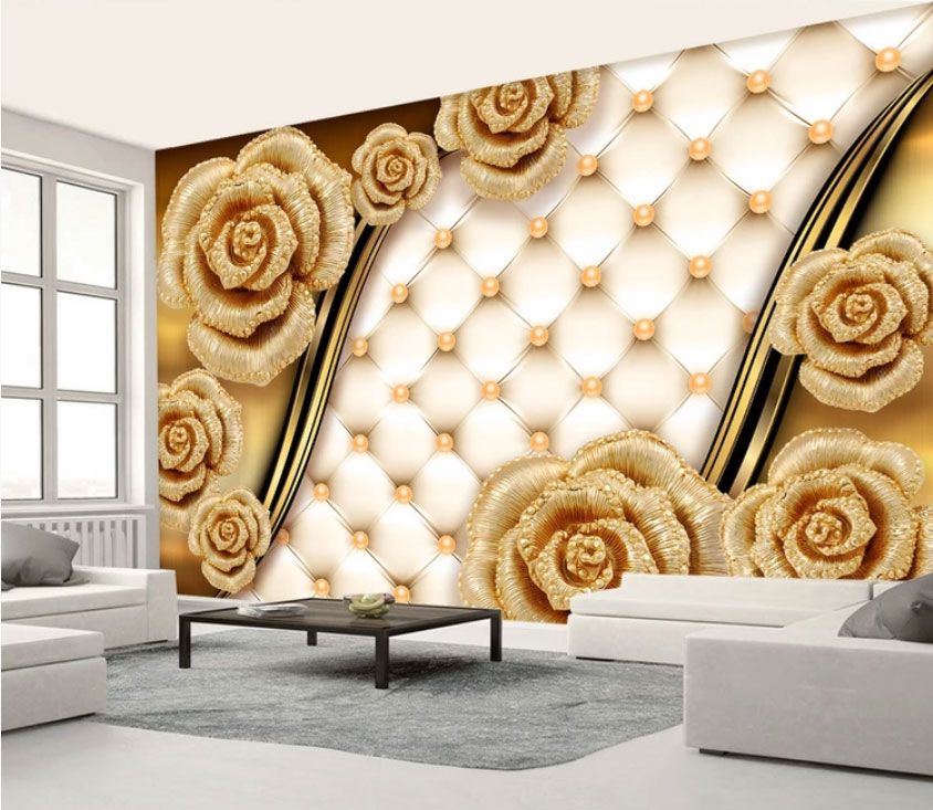 

Фотообои Walldeco Узор из золотых роз №dec-2136 Жаккард