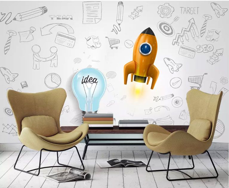 

Фотообои Walldeco Ракета и рисунки карандашом №dec-1398 Фреска