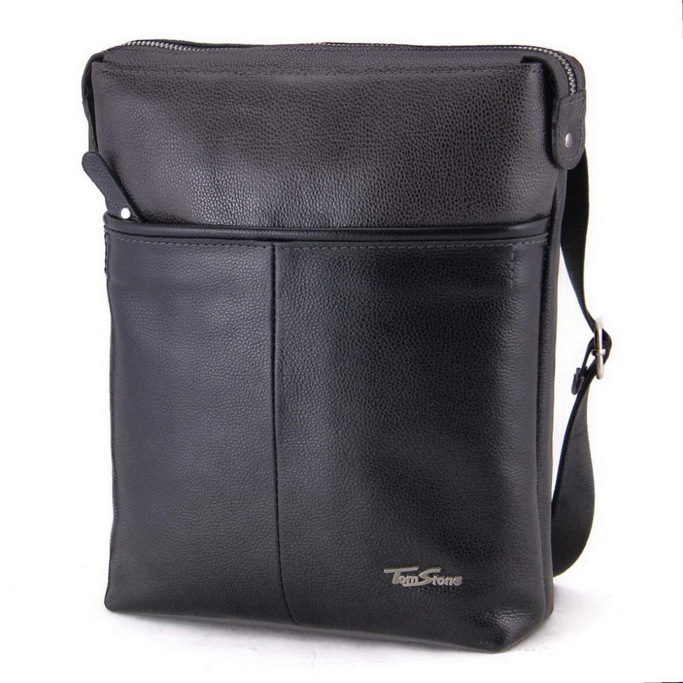 

Кожаная мужская сумка Tom Stone 314 black/gray Серый