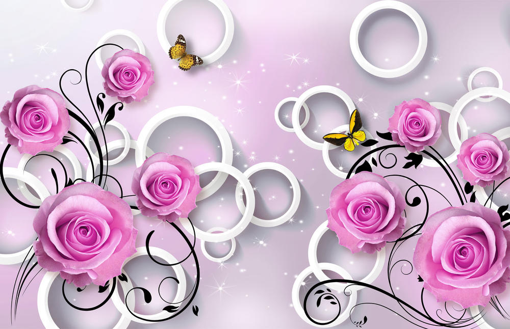 

Фотообои Walldeco Розовые розы с кольцами №30959 Деко