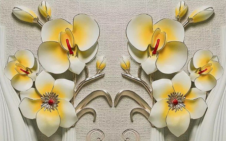 

Фотообои Walldeco Барельеф: желто-белые цветы №dec_3085 Гладь