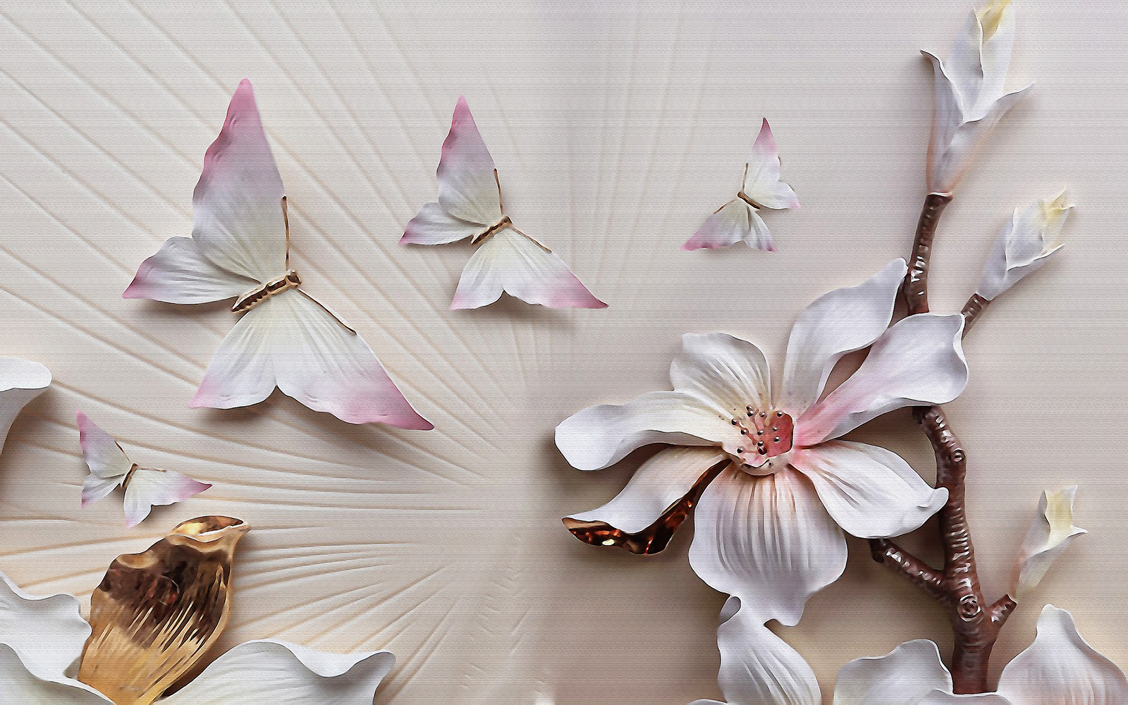 

Фотообои Walldeco Абстракция: 3d бабочки и цветы №35942 Базальт